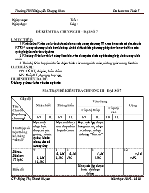 Ma trận và đề kiểm tra 1 tiết môn Toán Lớp 7 - Đặng Thị Thanh Huyền